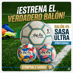 Balón de fútbol profesional SÁSA ULTRA talla 5, diseño multicolor 32 cascos para grama natural y sintética.